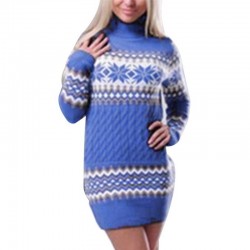 Inverno camisola longa - mini vestido com decote