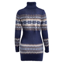 Inverno camisola longa - mini vestido com decote