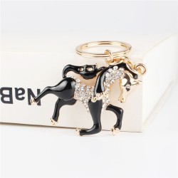 Cavalo preto com cristal - chaveiro