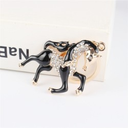 Black horse with crystal - keychainKeyrings