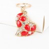 Crystal heart with red flowers - keychainKeyrings