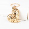 Crystal heart with red flowers - keychainKeyrings