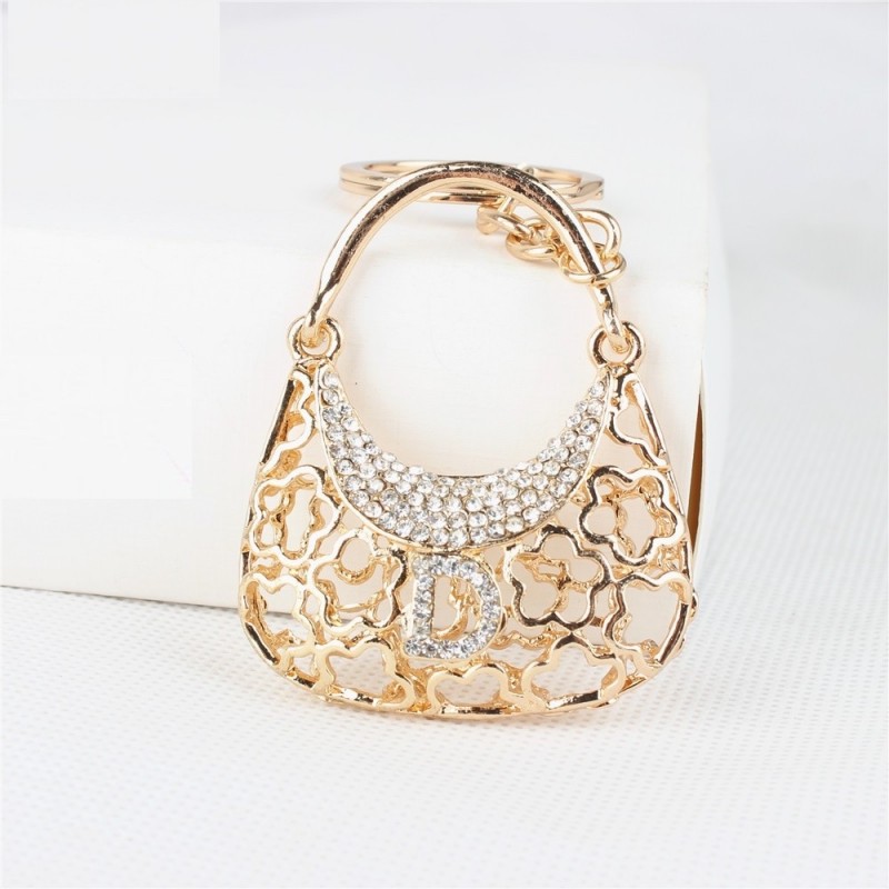 Bolsa de cristal com letra D - chaveiro