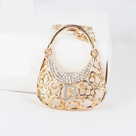Bolsa de cristal com letra D - chaveiro