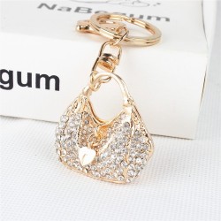 Crystal handbag with a heart - keychainKeyrings