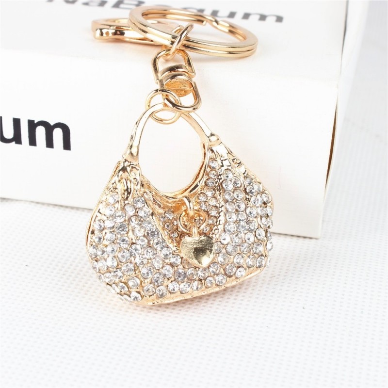 Crystal handbag with a heart - keychainKeyrings
