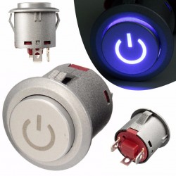 12V Interruptor momentâneo do botão do impulso do diodo emissor de luz de 22mm - à prova d'água - início do motor do carro - met