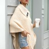 Reboque de malha com borlas - poncho com botões - xale