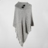 Reboque de malha com borlas - poncho com botões - xale
