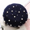 Elegante lã beret com pérolas - chapéu