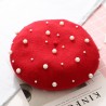 Elegante lã beret com pérolas - chapéu