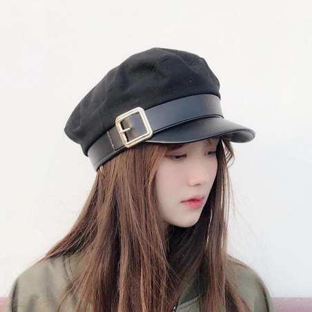 Tampa de moda com visor de couro e cinto