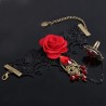 Gothic style lace bracelet with red rose & adjustable ringBracelets