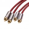 Cabo de áudio HiFi - 2 RCA a 2 RCA - cabo trançado OFC - 1m - 2m - 3m - 5m - 8m - 10m - 12m - 15m