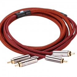 Cabo de áudio HiFi - 2 RCA a 2 RCA - cabo trançado OFC - 1m - 2m - 3m - 5m - 8m - 10m - 12m - 15m