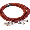 Cabo de áudio HiFi - 2 RCA a 2 RCA - cabo trançado OFC - 1m - 2m - 3m - 5m - 8m - 10m - 12m - 15m
