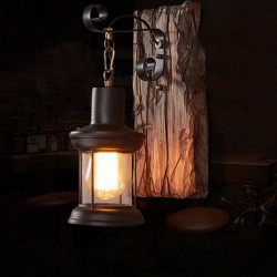Vintage - lâmpada de parede de madeira - luz LED