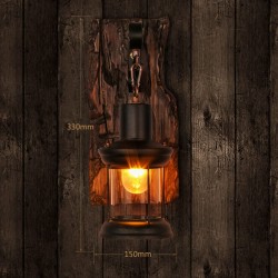 Vintage - lâmpada de parede de madeira - luz LED