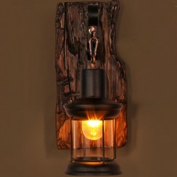 Vintage - lâmpada de parede de madeira - luz LED
