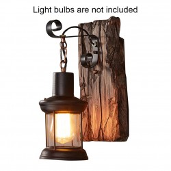 Vintage - lâmpada de parede de madeira - luz LED