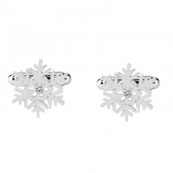 Cufflinks de prata com floco de neve e árvore de Natal