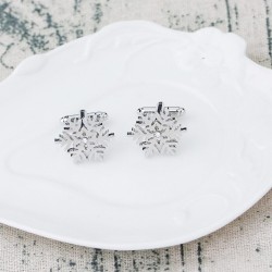Cufflinks de prata com floco de neve e árvore de Natal