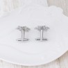 Cufflinks de prata com floco de neve e árvore de Natal