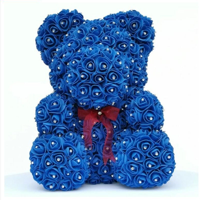 Urso rosa - urso feito de rosas infinitas com diamantes - 25 cm - 35 cm