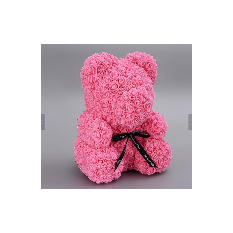 Urso rosa - urso feito de rosas infinitas com diamantes - 25 cm - 35 cm Urso rosa - urso feito de rosas infinitas com diamantes - 25 cm - 35 cm