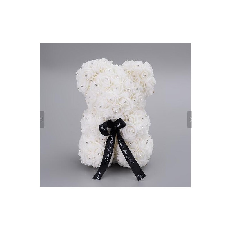 Urso rosa - urso feito de rosas infinitas com diamantes - 25 cm - 35 cm