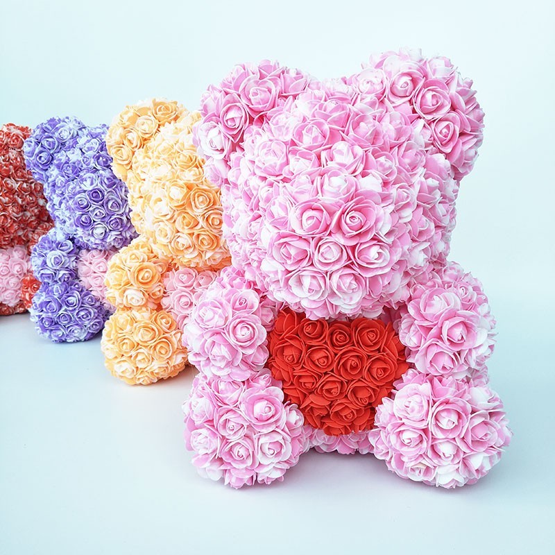 Urso rosa - urso feito de rosas infinitas com um coração - 25cm - 35cm Urso rosa - urso feito de rosas infinitas com um coração - 25cm - 35cm