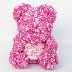 Urso rosa - urso feito de rosas infinitas com um coração - 25cm - 35cm