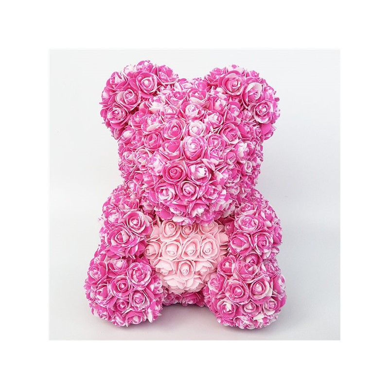 Urso rosa - urso feito de rosas infinitas com um coração - 25cm - 35cm
