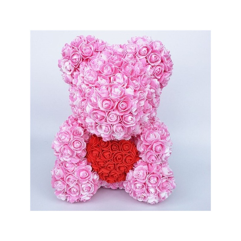 Urso rosa - urso feito de rosas infinitas com um coração - 25cm - 35cm Urso rosa - urso feito de rosas infinitas com um coração - 25cm - 35cm