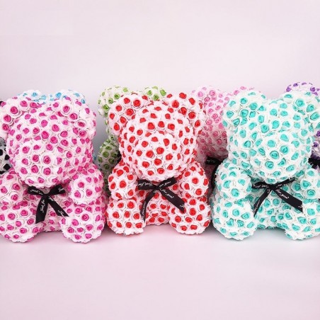 Urso rosa - urso feito de duas cores infinity rosas com um arco - 25 cm - 35 cm