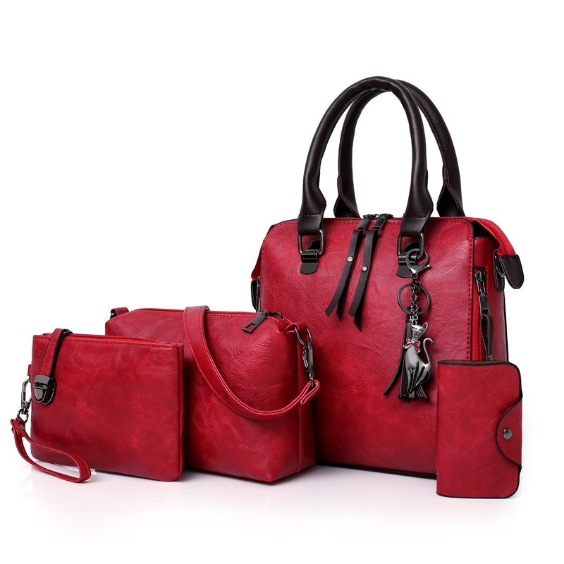 Bolsa de couro elegante - conjunto de 4 peças