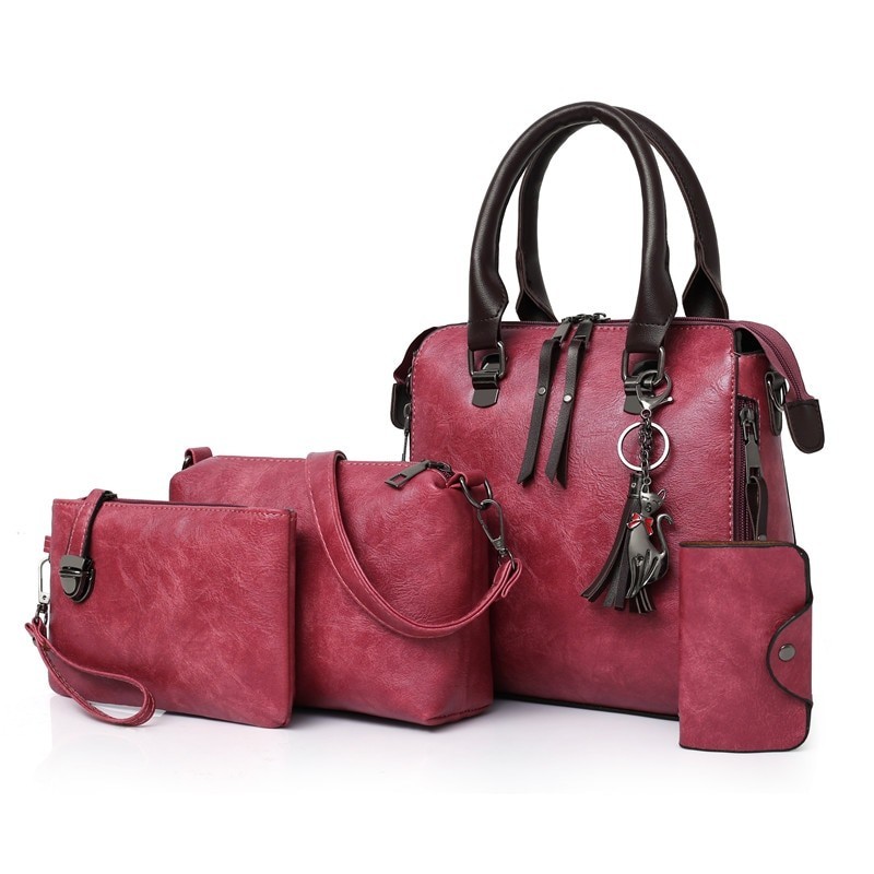 Bolsa de couro elegante - conjunto de 4 peças