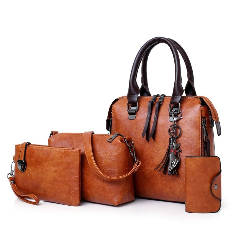 Bolsa de couro elegante - conjunto de 4 peças