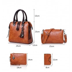 Bolsa de couro elegante - conjunto de 4 peças