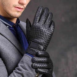 Luvas de inverno quentes de couro genuíno