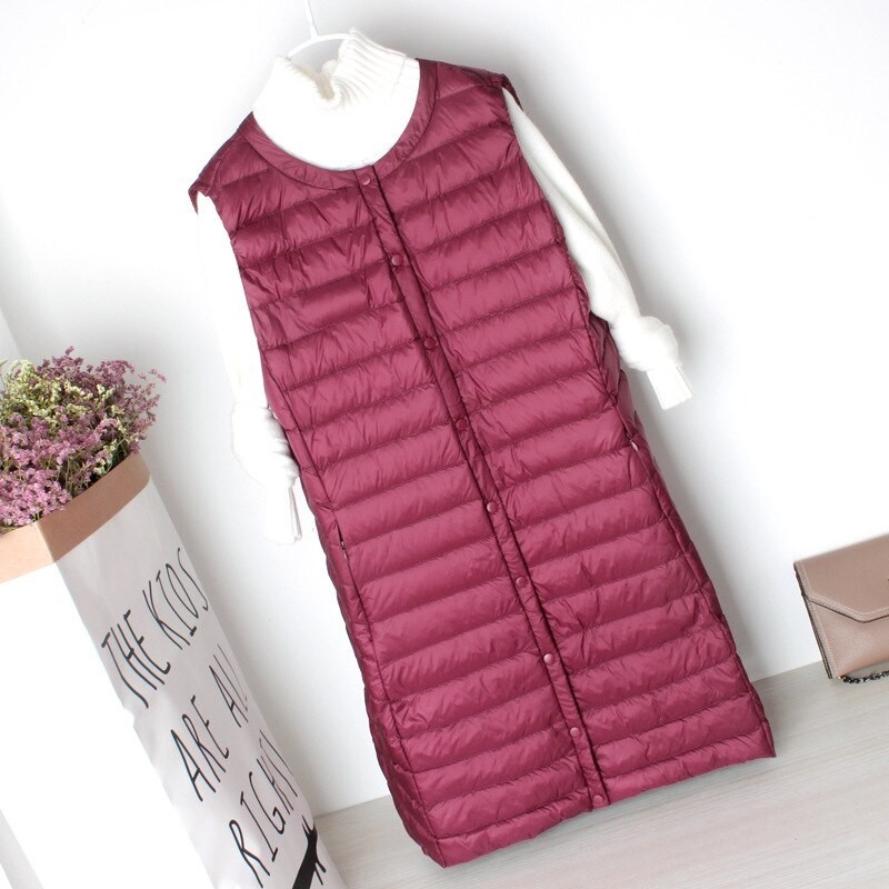 Outono - ultraleve de inverno longo para baixo colete