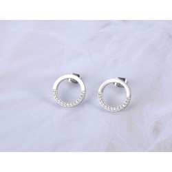 Rose gold & silver round earrings with crystalsEarrings