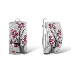 Flores de rosa - brincos de luxo com zircônia cúbico