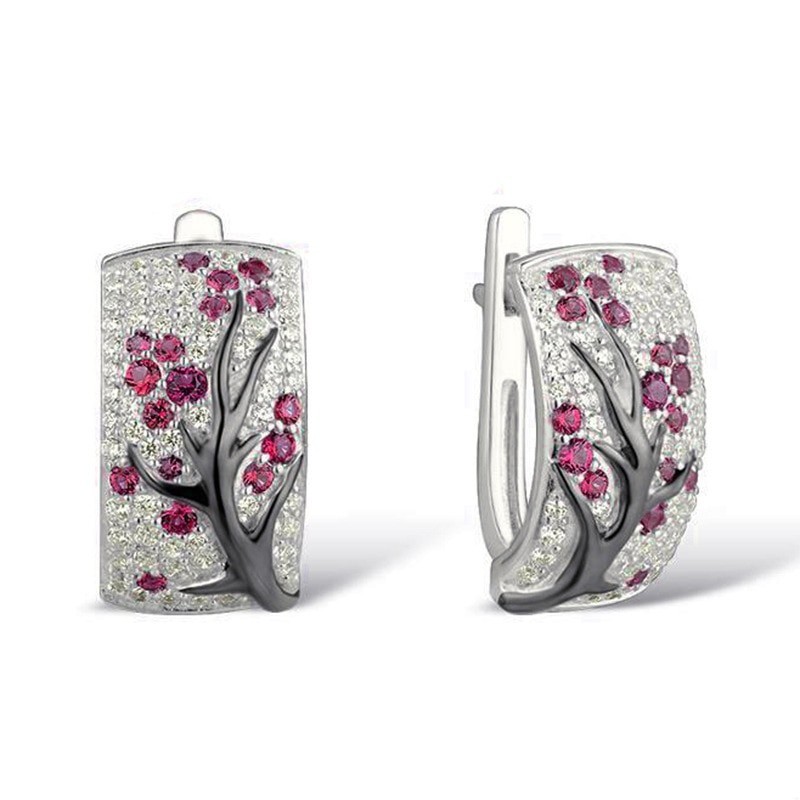 Flores de rosa - brincos de luxo com zircônia cúbico