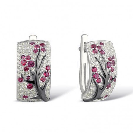 Flores de rosa - brincos de luxo com zircônia cúbico