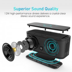 DOSS SoundBox - 2*6W - Alto-falante Bluetooth - controle de toque - wireless - som estéreo - baixo - microfone embutido