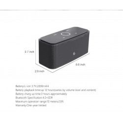 DOSS SoundBox - 2*6W - Alto-falante Bluetooth - controle de toque - wireless - som estéreo - baixo - microfone embutido