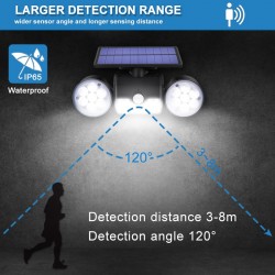 30 LED - dual head solar lamp - spotlight - PIR motion sensor - adjustable angle light - waterproofSolar lighting