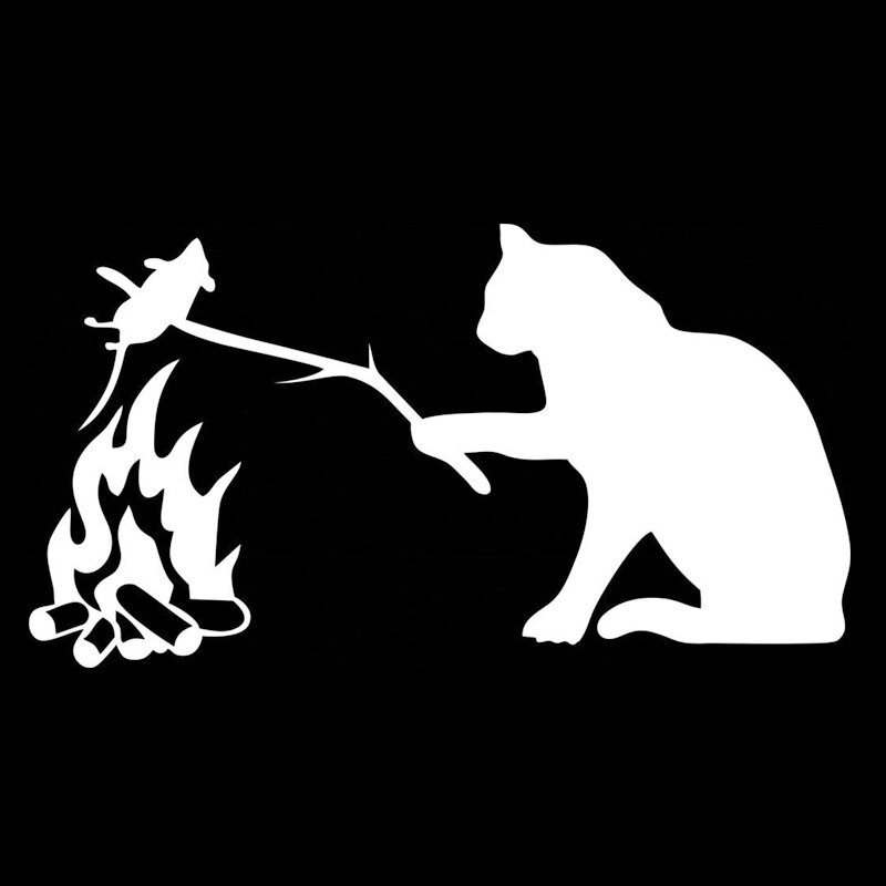 Cat with mouse - 3D vinyl car stickerStickers