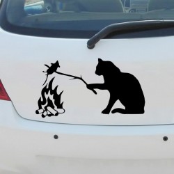 Gato com mouse - adesivo de carro de vinil 3D